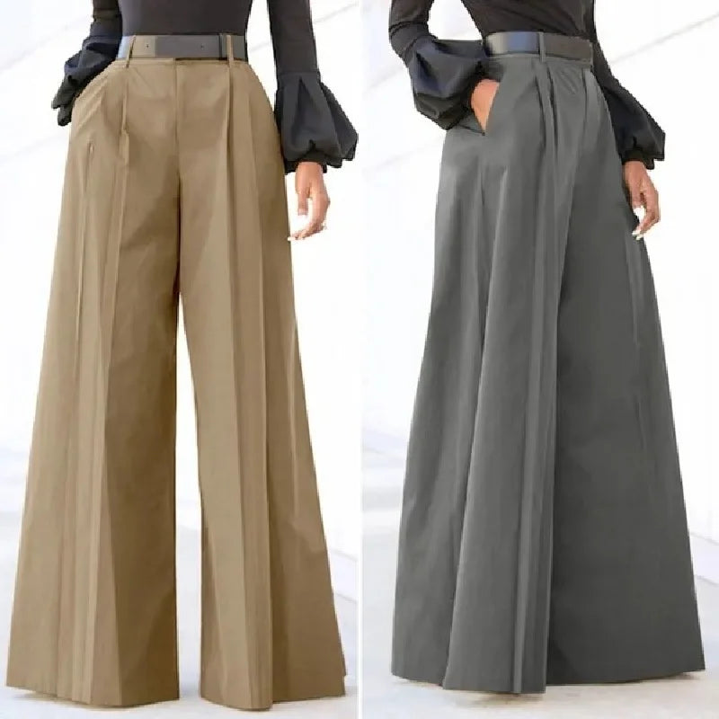 Women's Wide Leg Palazzo Pants - Summer Printed Linen Trousers