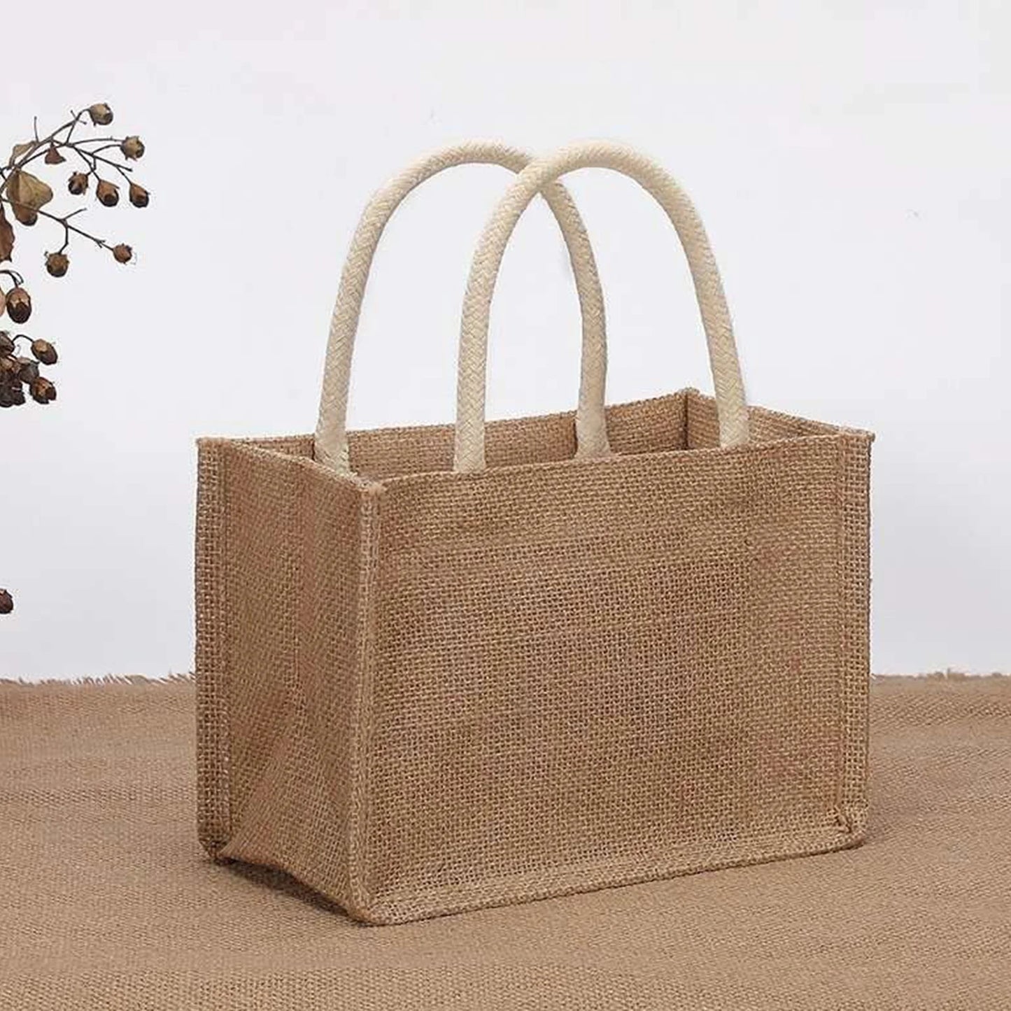 Fashion Burlap Tote Bag - Vintage Jute Beach Shopping Handbag