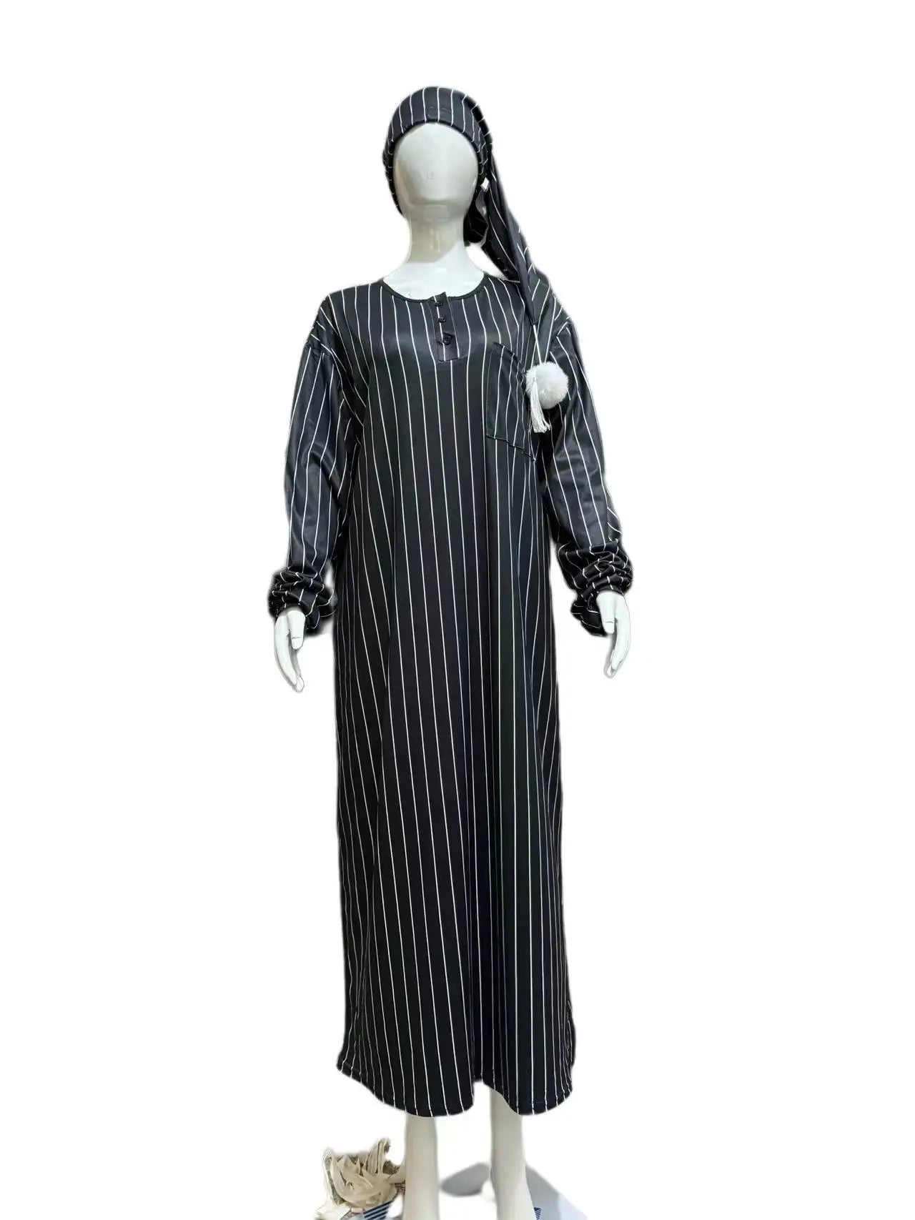 2025 Autumn Men's Nightgown Male Long Robe Solid Thin Loose Plus Size Long Sleeve One-Piece Pajamas for Men Bathrobe Homewear