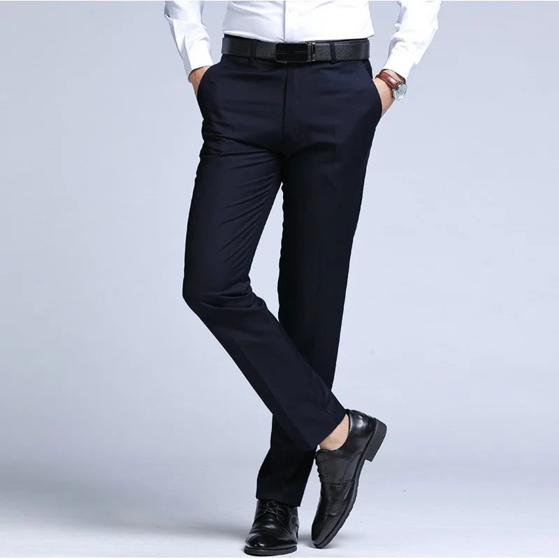 Men's Straight Slim Suit Pants - Formal Trousers