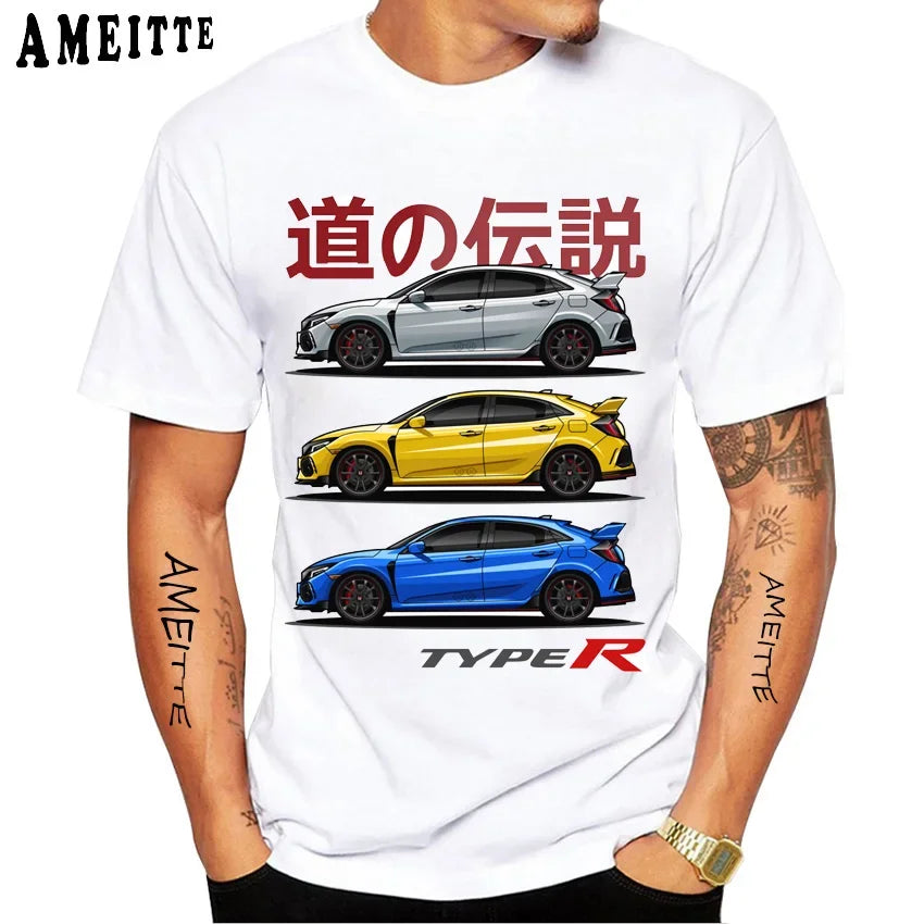 Luxury Wheels Fragments JDM Civic Type R T-Shirt for Summer