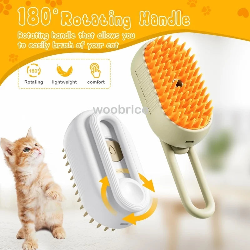 3-in-1 Steamy Dog Brush – Electric Spray for Pet Grooming