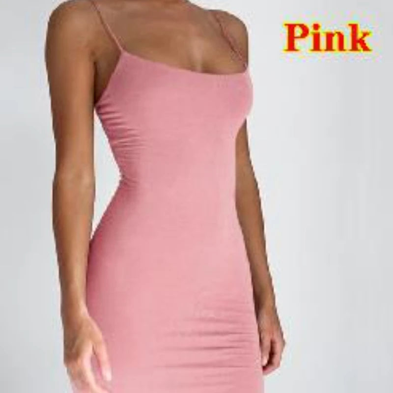 Spaghetti Strap Mini Dress - Women's Sexy Bodycon Club Party Dress