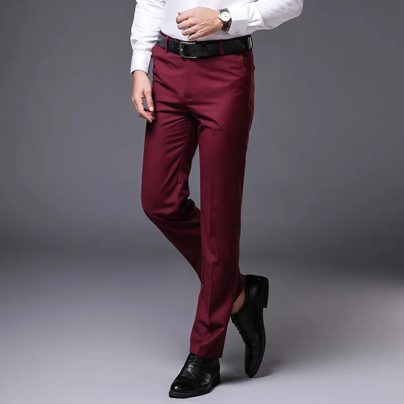 Men's Straight Slim Suit Pants - Formal Trousers