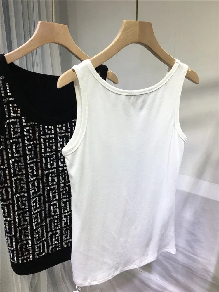 Diamonds Oversized Camisole - Ladies O-Neck Sleeveless Top