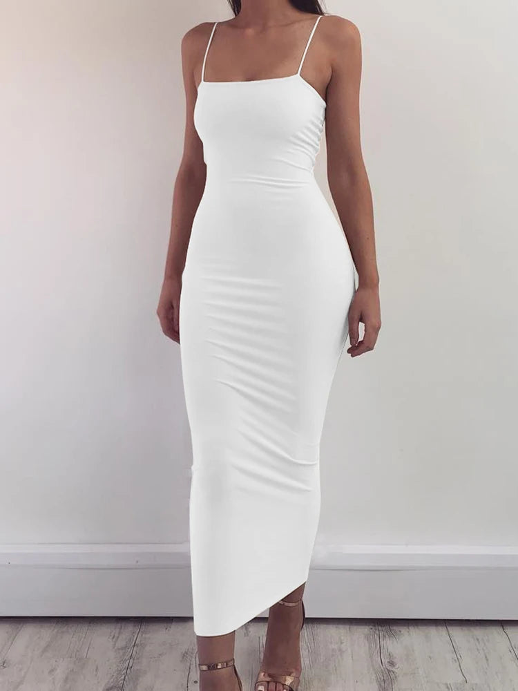 Spring Summer Women's High Elastic Backless Dress