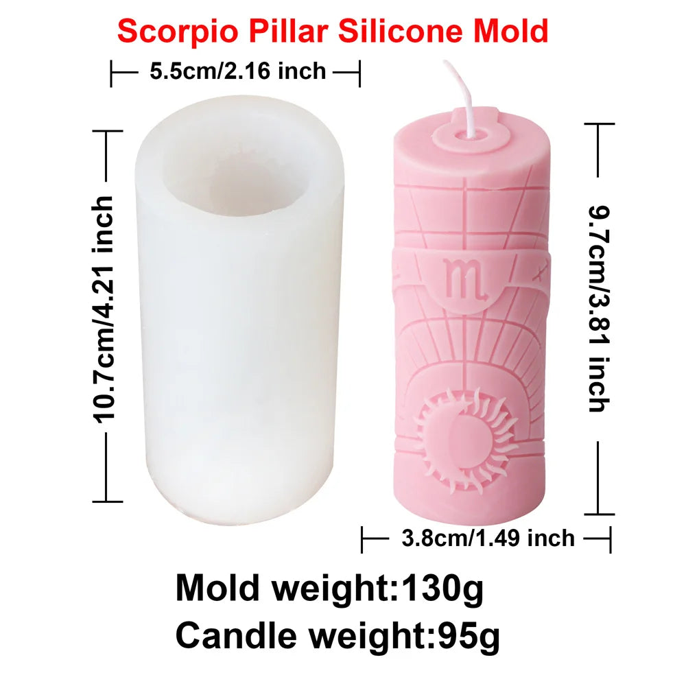 Zodiac Pillar Candle Molds - DIY Constellation Silicone Mold