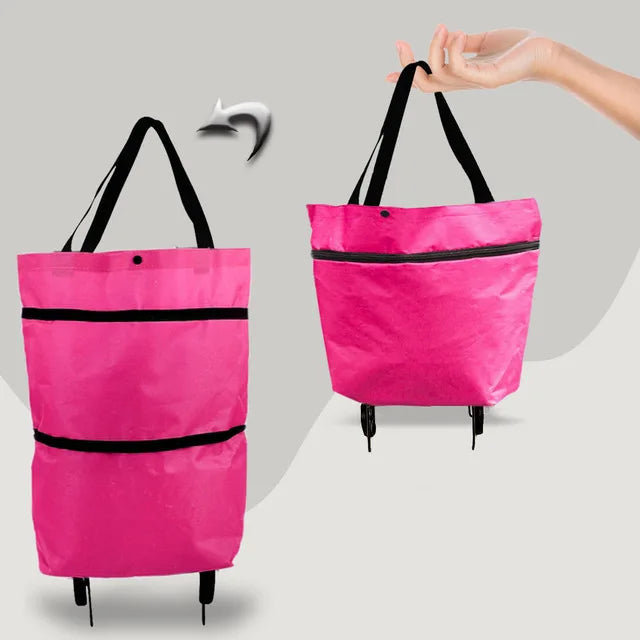 Portable Grocery Tug Bag with Wheels & PVC Tote