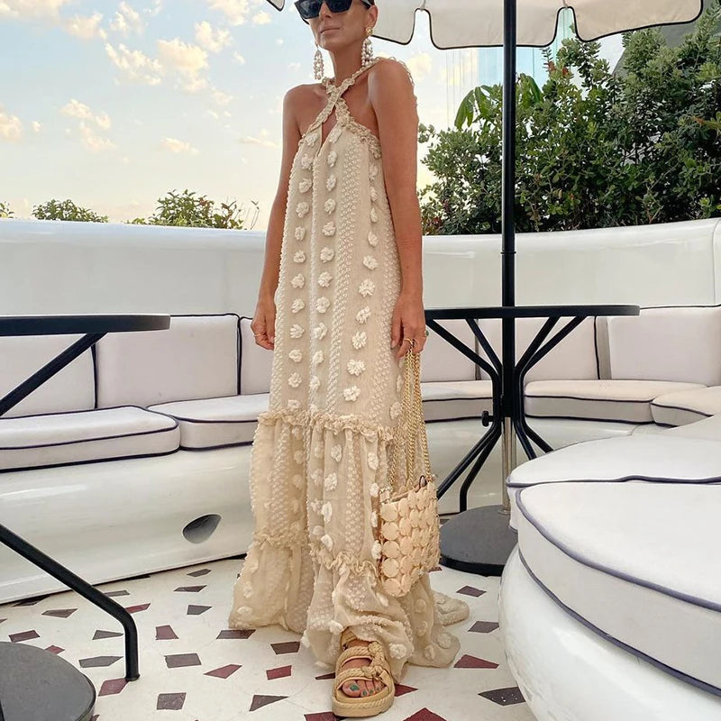 Women's Bohemian Summer Beach Sundress - Casual Vintage Loose Long Dress