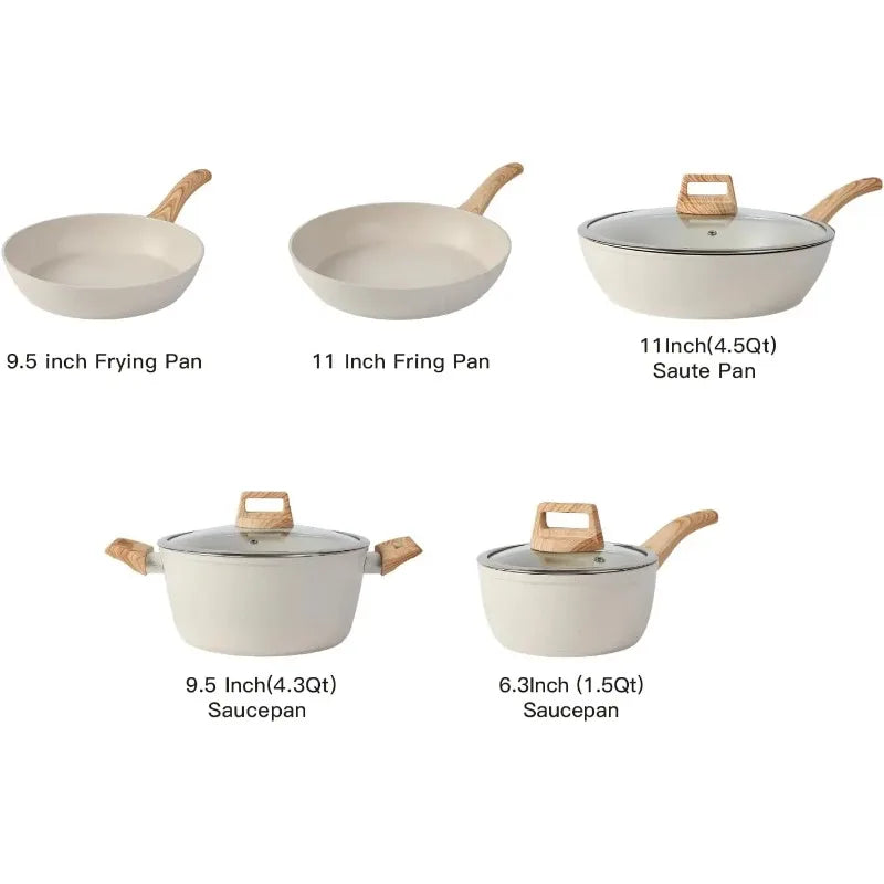 16pc Non-Stick Cookware Set | White Kitchen Set
