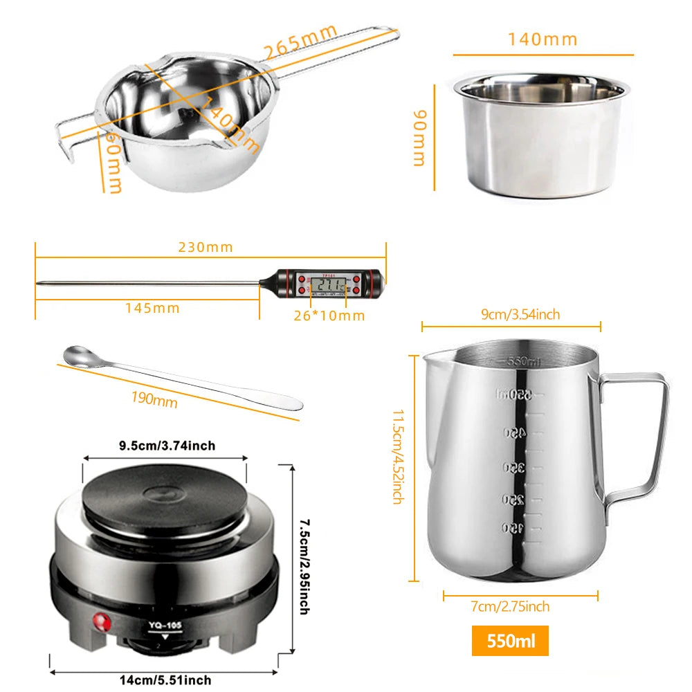 DIY Scented Candle Making Kit - Wax, Wick, Mold & Hot Plate Included