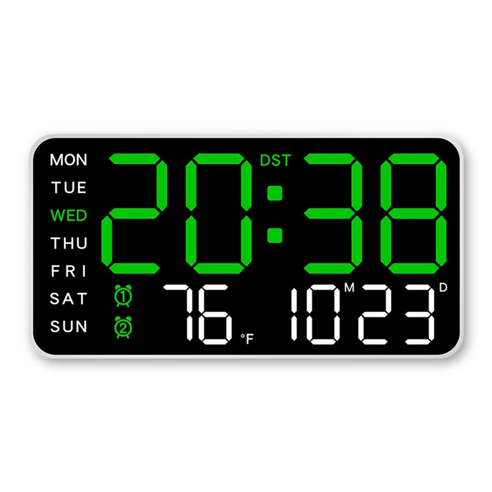 Large Digital Wall Clock - Voice Control Alarm Clock with Temperature Display