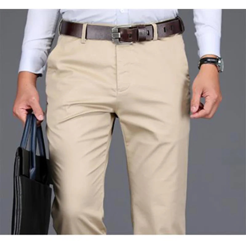 Business Social Men Summer Thin Solid Jeans - Slim Casual Trousers