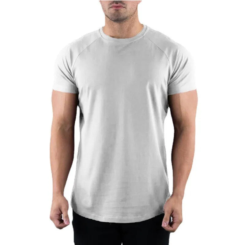 Men's Plain Gym T-shirt - Summer Fitness Cotton Slim Fit
