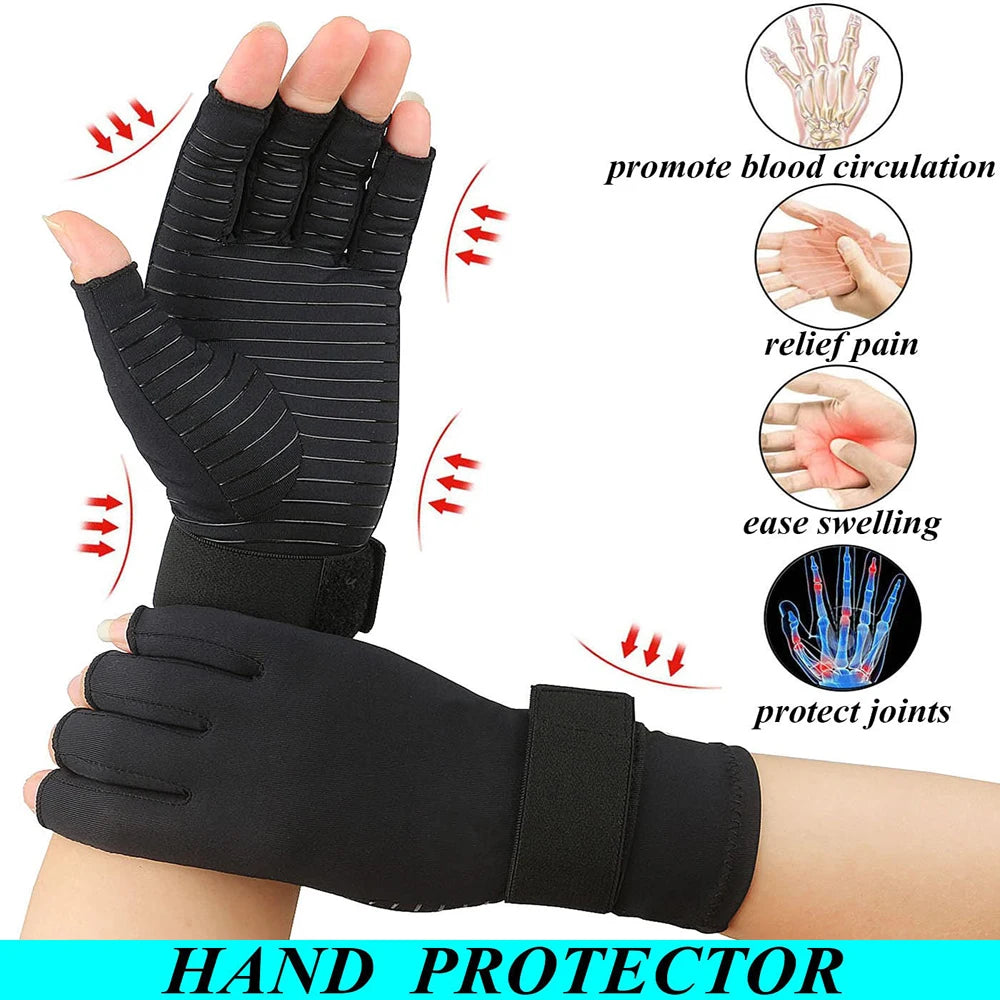 Compression Arthritis Gloves with Strap - Carpal Tunnel & Joint Pain Relief