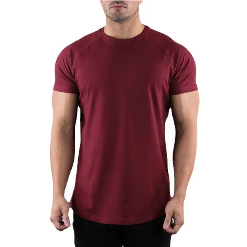 Men's Plain Gym T-shirt - Summer Fitness Cotton Slim Fit