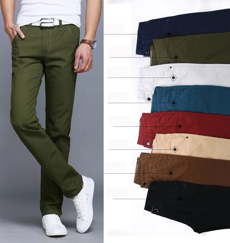 New Spring Casual Pants - Men's Straight Fit Stretch Chino Trousers
