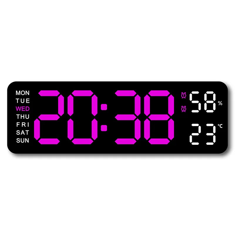 9 Inch Digital Wall Clock - USB Powered with Temp & Humidity Display