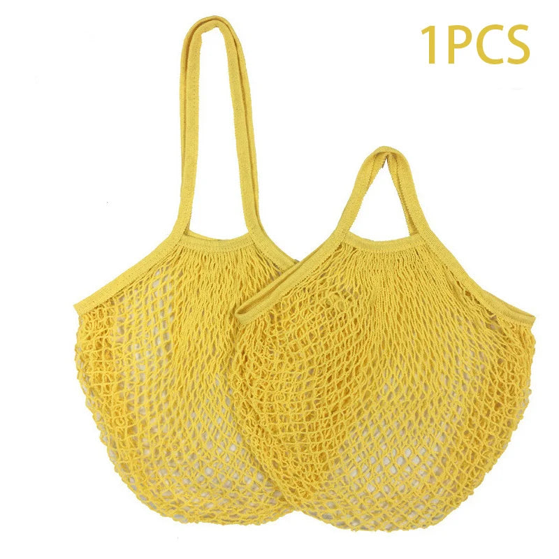 Portable Reusable Grocery Bags - Cotton Mesh String Shopping Tote