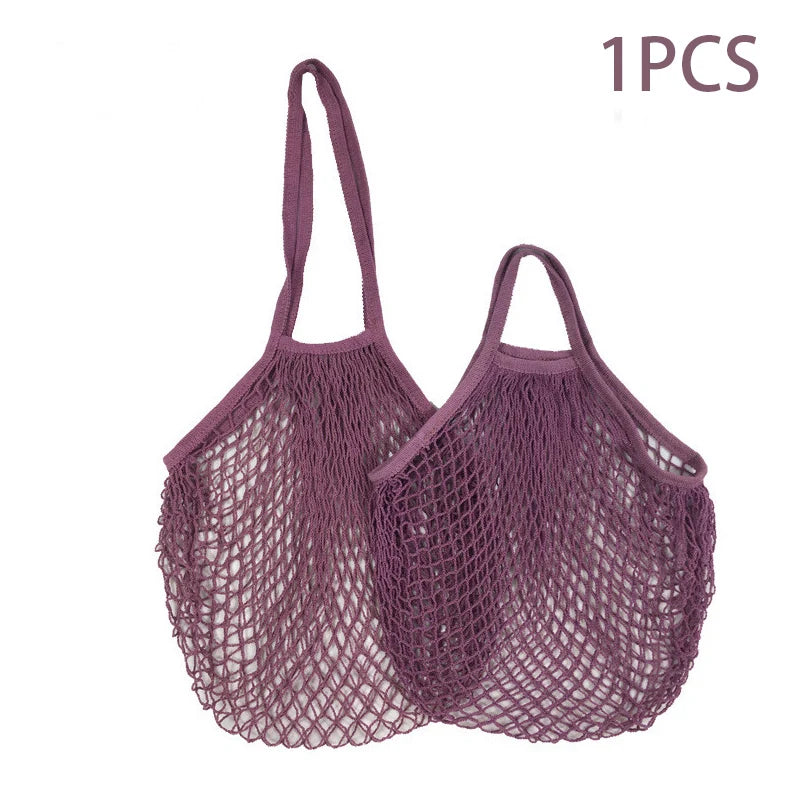 Portable Reusable Grocery Bags - Cotton Mesh String Shopping Tote