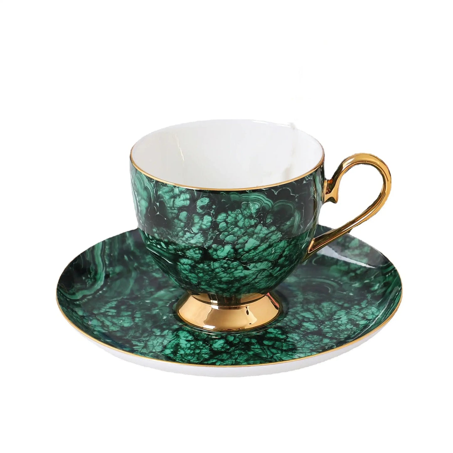 Green Gold Inlay Bone China Tea Set