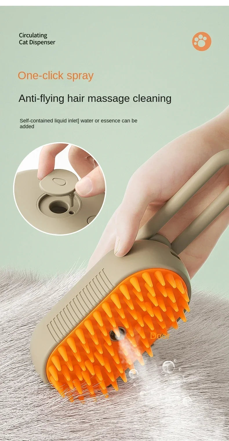 3-in-1 Pet Spray Brush – Steam, Massage & Hair Removal Comb
