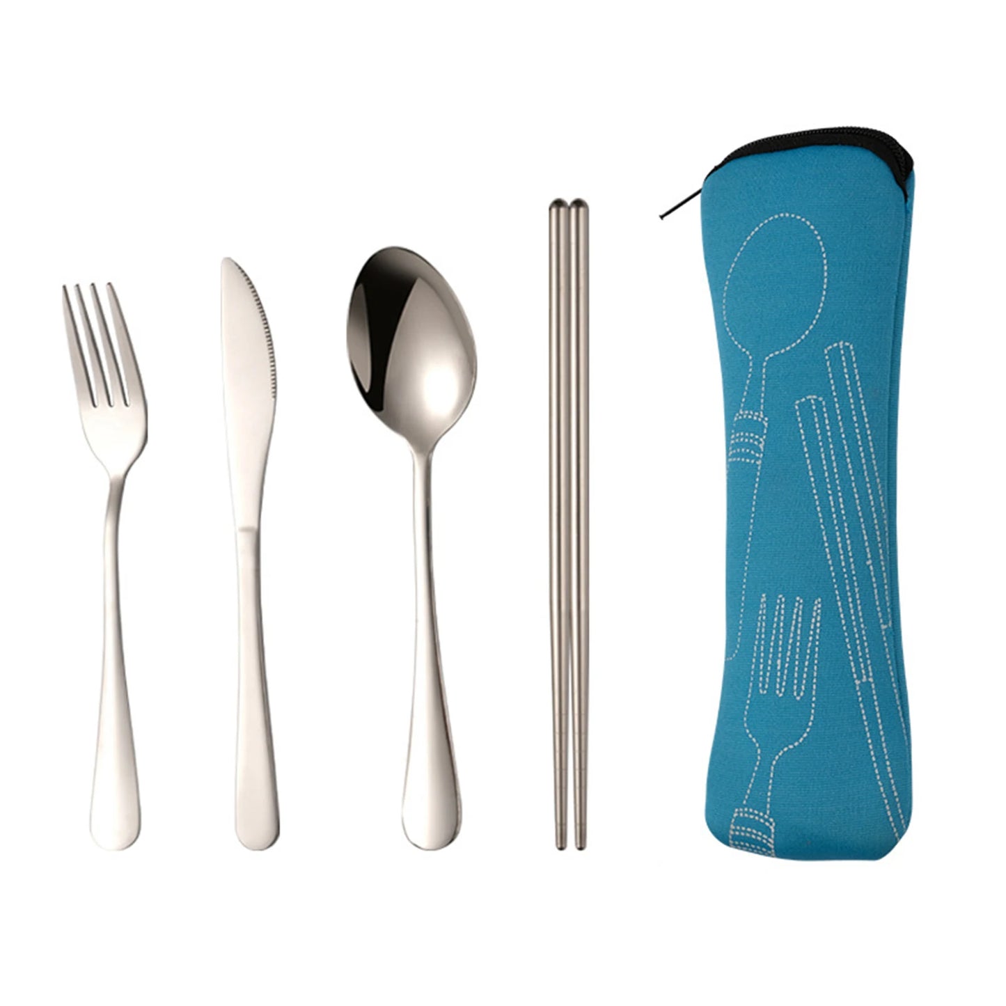 Portable Stainless Steel Flatware Set Lunch Cutlery Set With Case Stainless Steel Reusable Cutlery Kit For Lunch Box Workplace