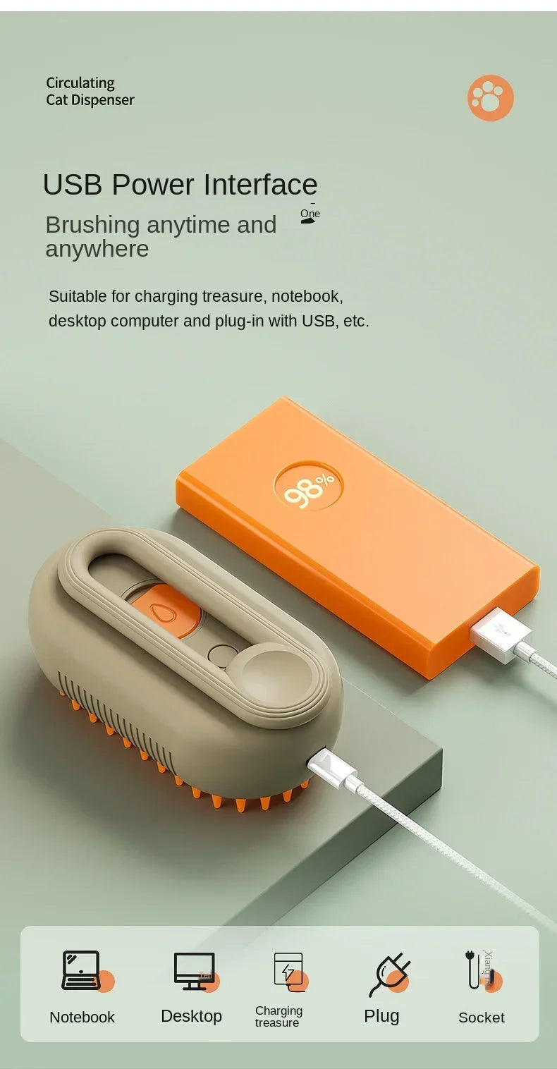 3-in-1 Pet Spray Brush – Steam, Massage & Hair Removal Comb