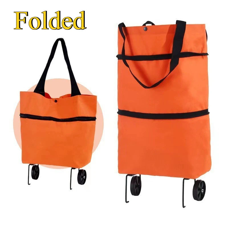 Portable Shopping Bag - Foldable Trolley with Wheels