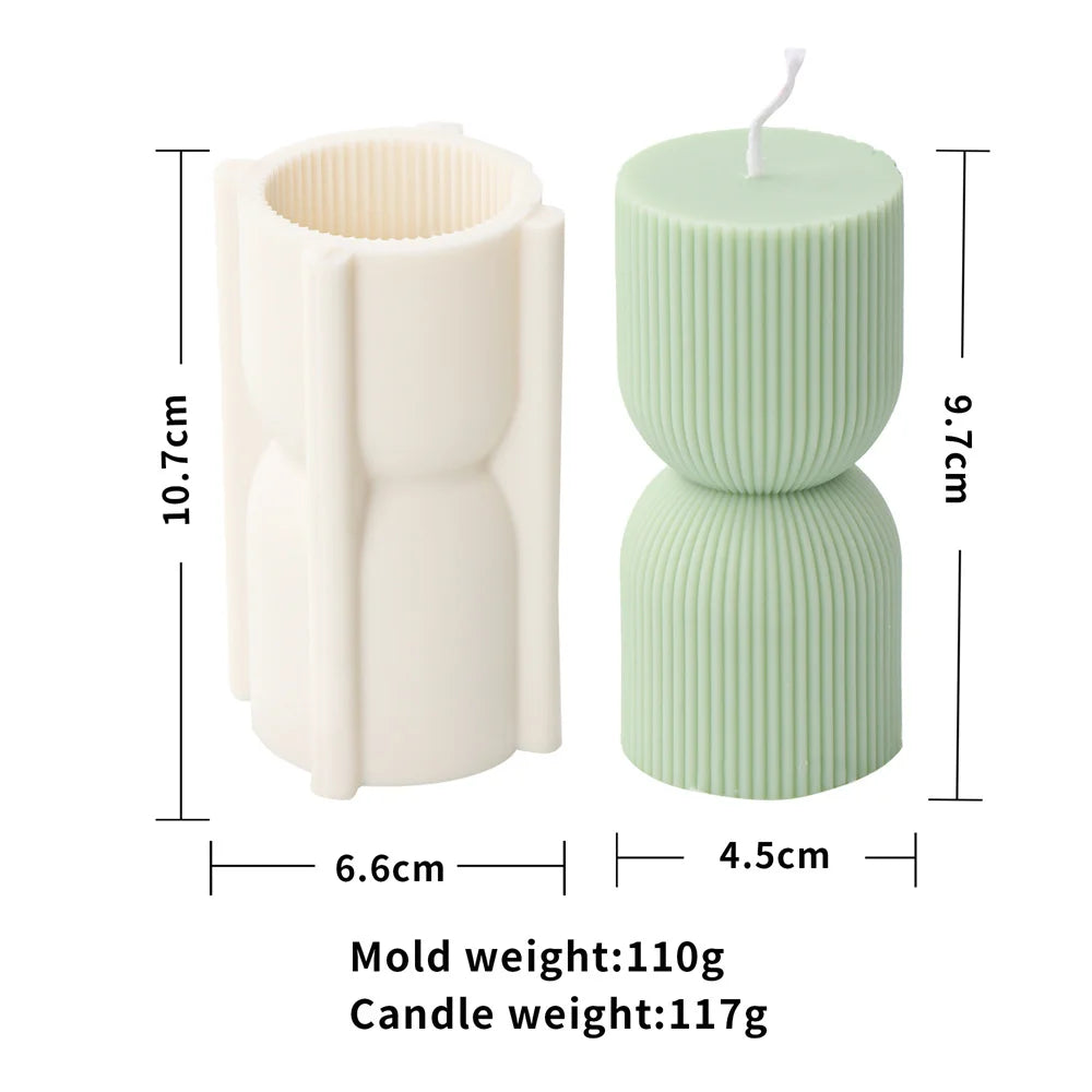 Stripe Pillar Candle Mold - Silicone Ribbed Conical DIY Mold