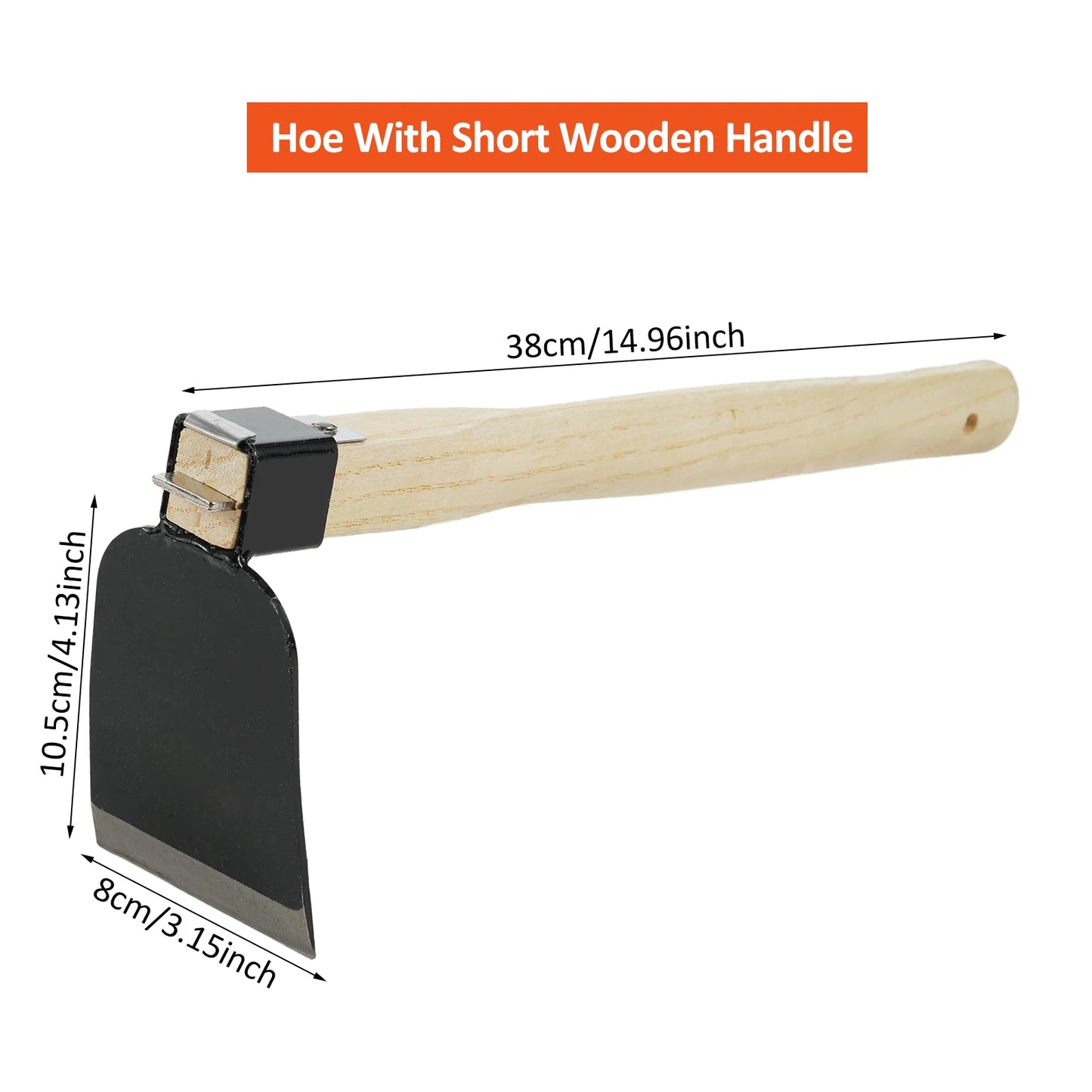 Small Hoe with Short Wooden Handle | Handheld Garden Tool for Loosening & Weeding Soil