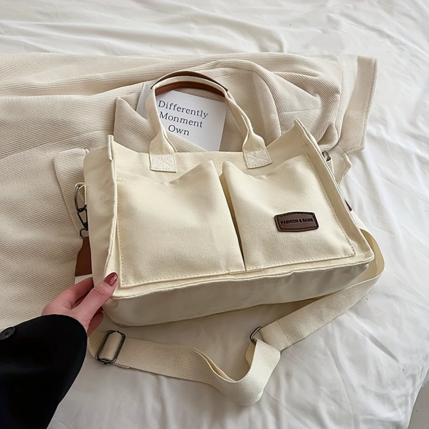 Canvas Tote Bag Crossbody Strap Women's Shoulder Bag