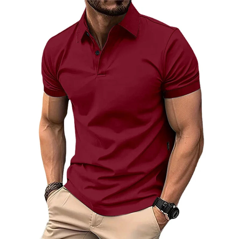 Men's Summer Solid Color Polo Shirt - Casual Lightweight Top
