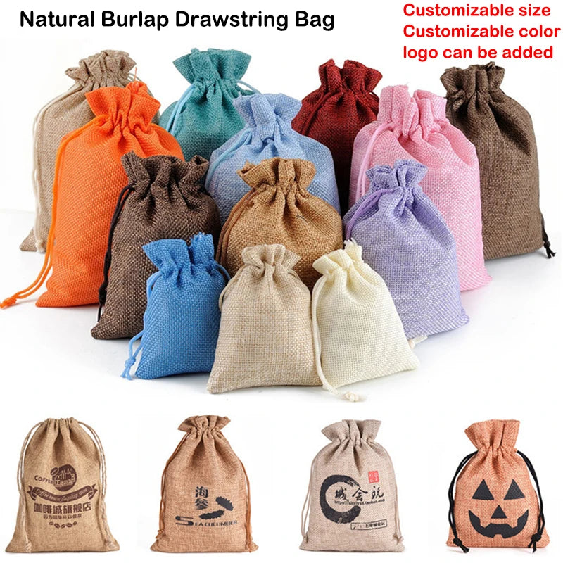 Jute Drawstring Bags - Multi Size Jewelry & Gift Bags