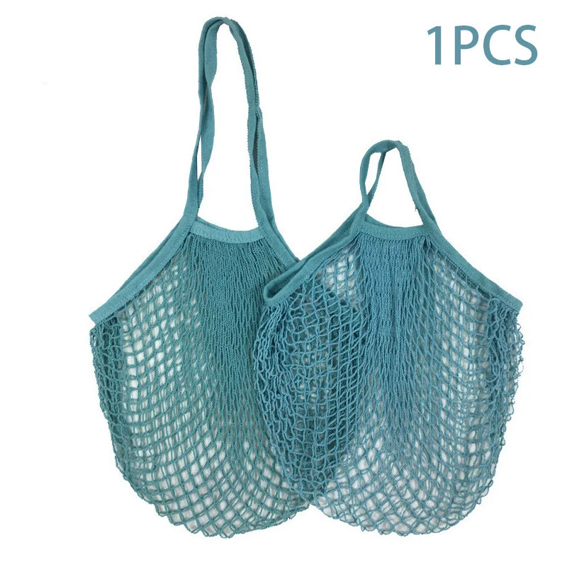 Portable Reusable Grocery Bags - Cotton Mesh String Shopping Tote