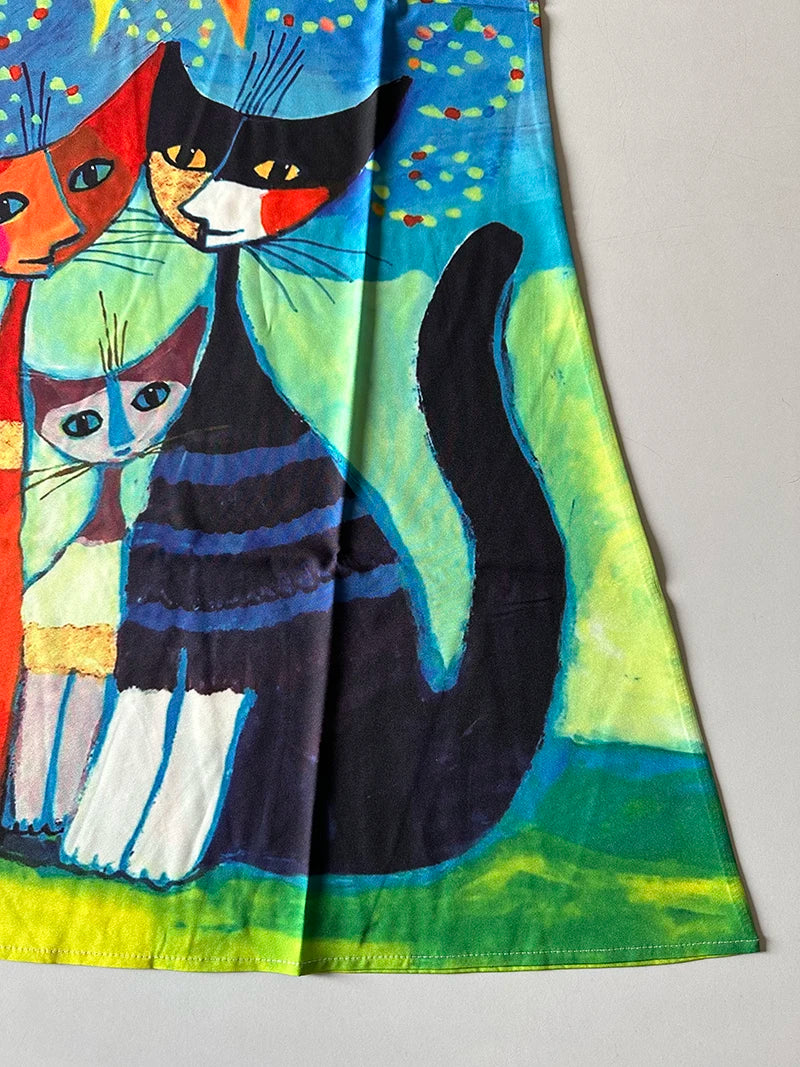 Cross Border V-Neck Sleeveless Dress - Sexy Printed Large Hem