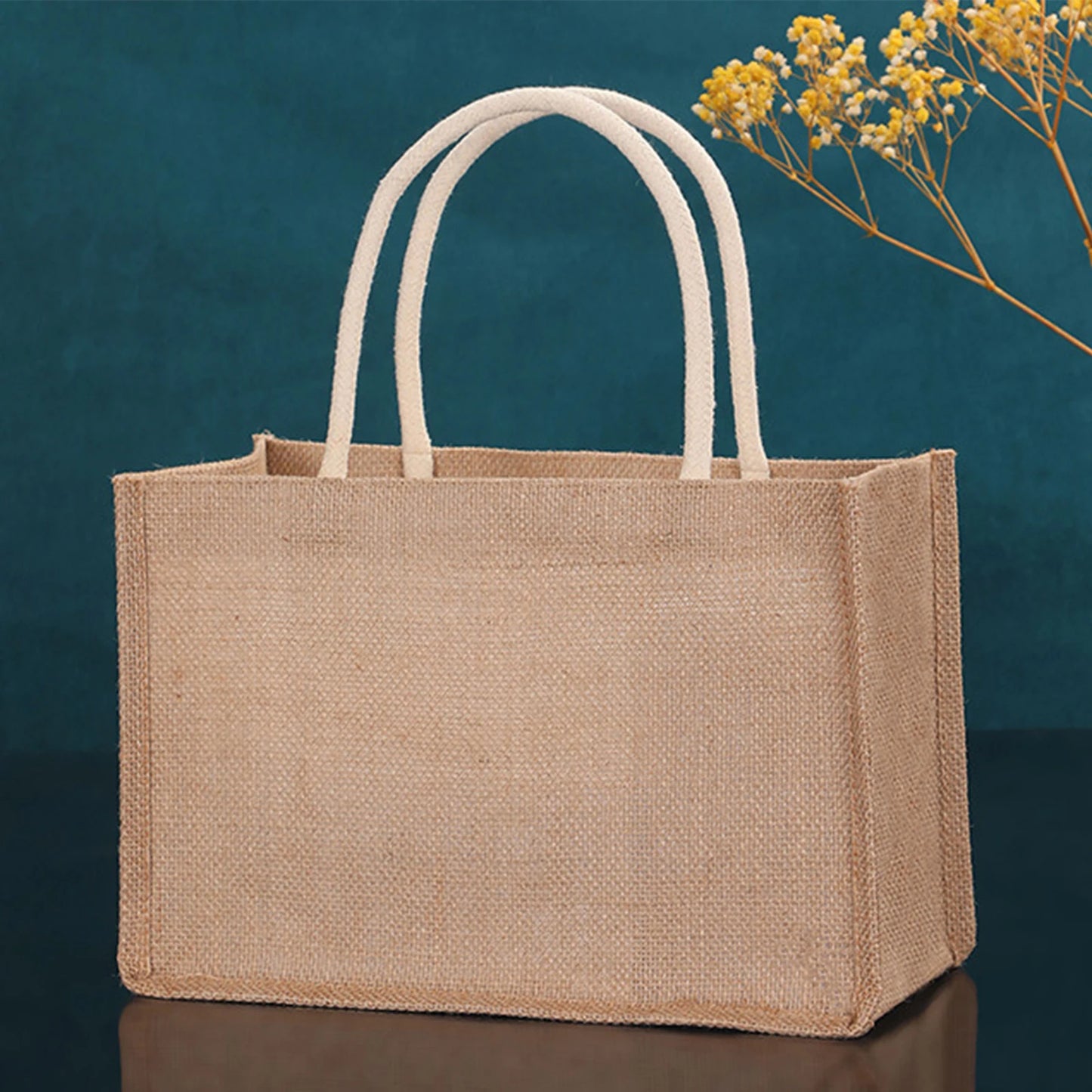 Fashion Burlap Tote Bag - Vintage Jute Beach Shopping Handbag