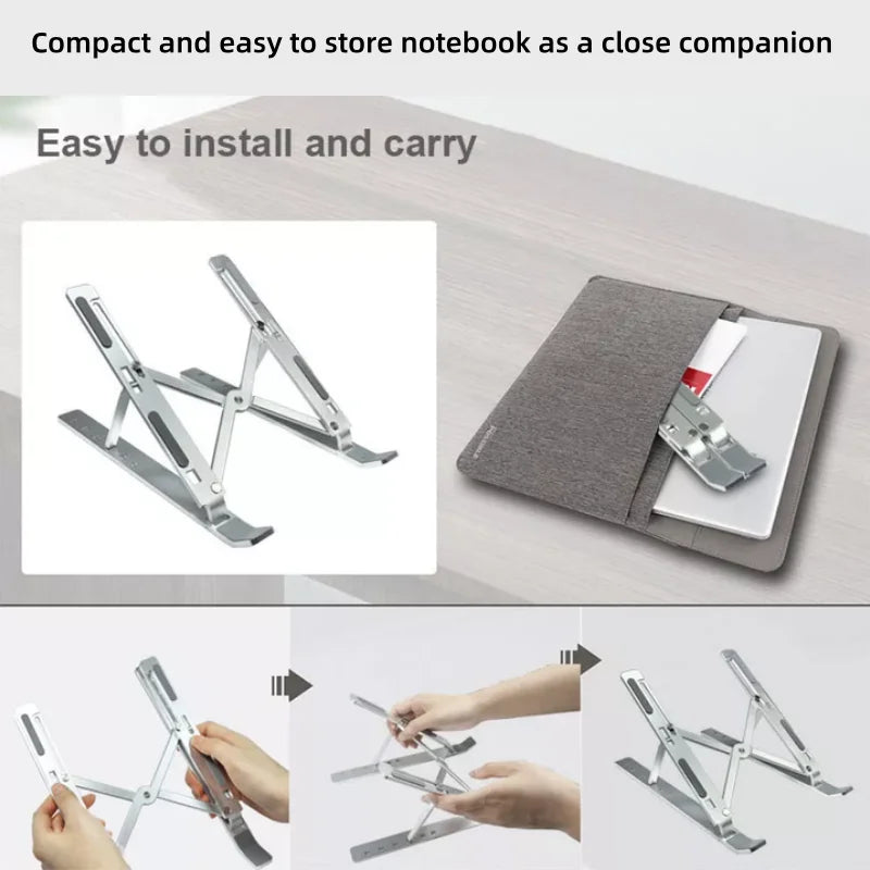 Foldable Aluminum Alloy Laptop Stand - Adjustable Height for iPad