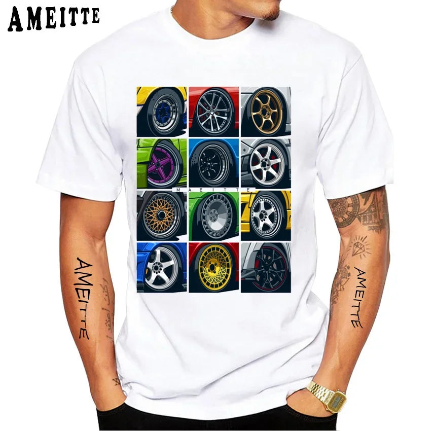 Luxury Wheels Fragments JDM Civic Type R T-Shirt for Summer
