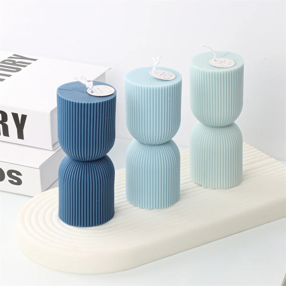 Stripe Pillar Candle Mold - Silicone Ribbed Conical DIY Mold