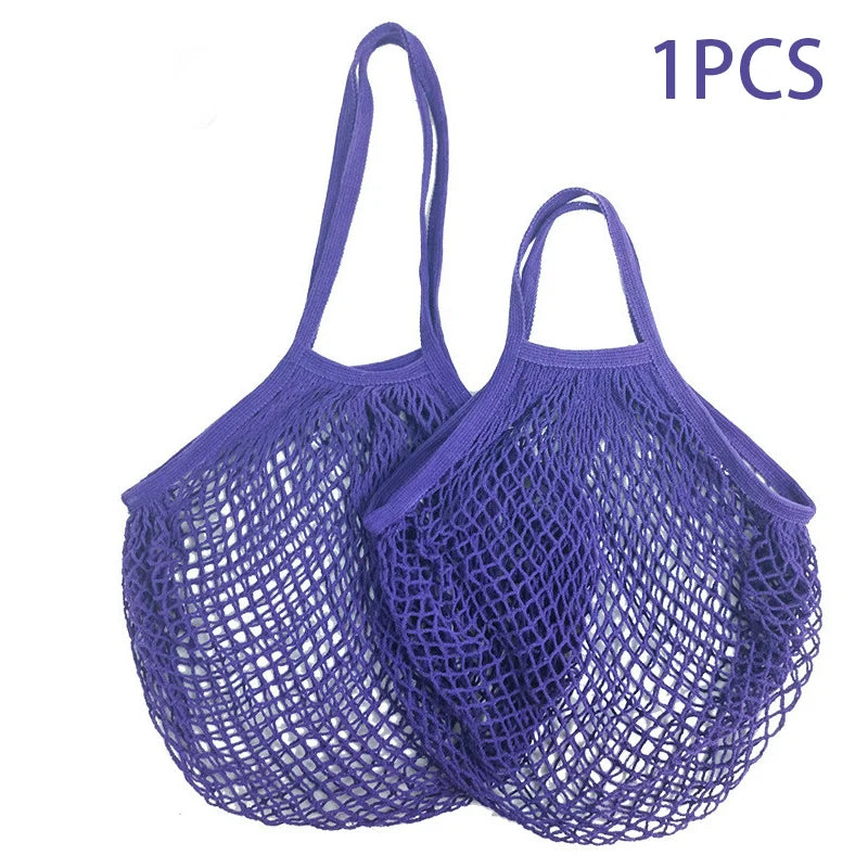 Portable Reusable Grocery Bags - Cotton Mesh String Shopping Tote