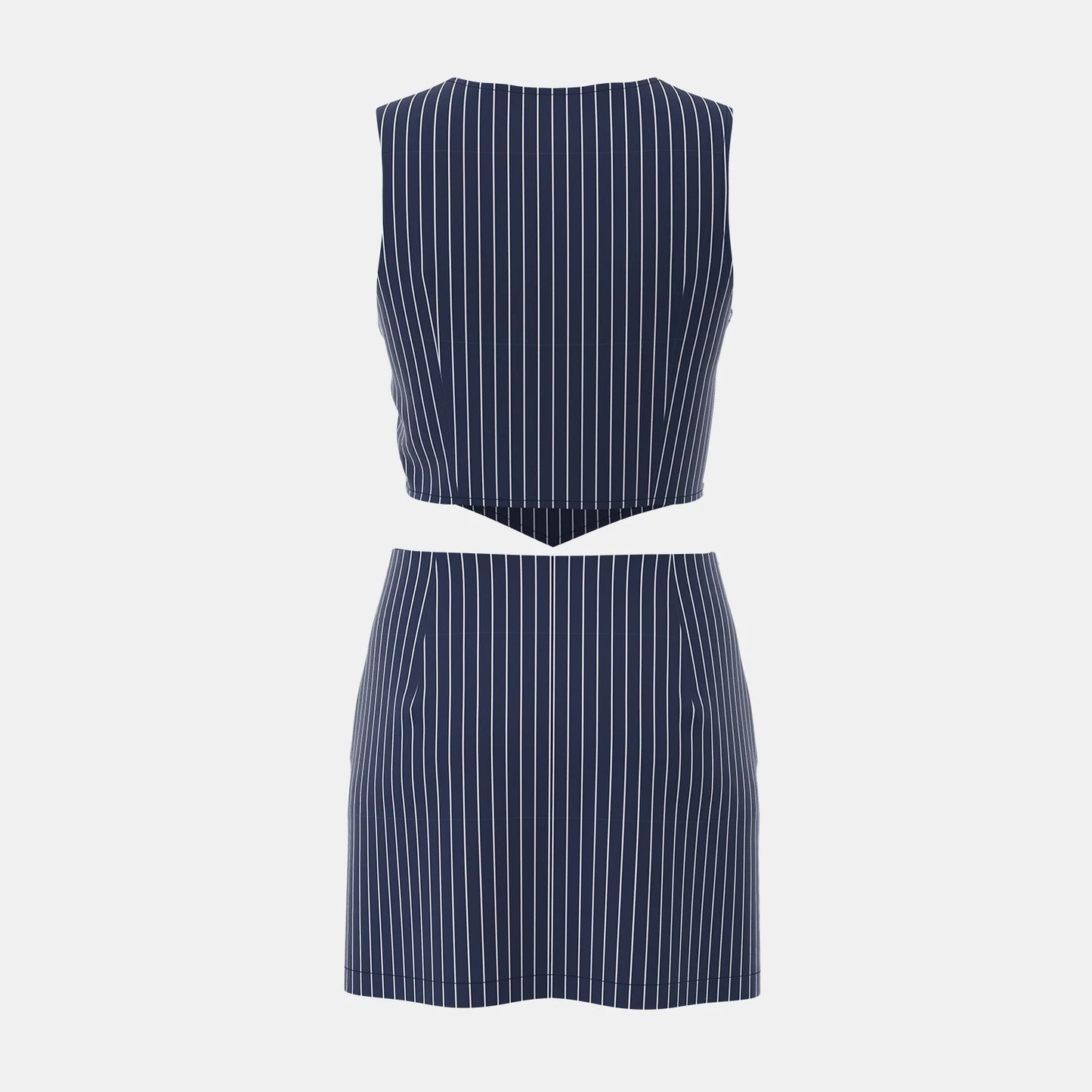 Summer Striped Casual Sets for Women - Long Sleeve V-Neck Mini Skirt/Shorts