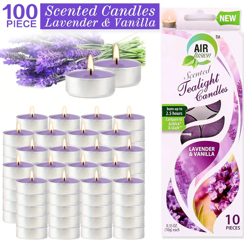 Air Fusion Tea Lights - 100 Count Lavender & Vanilla Scented