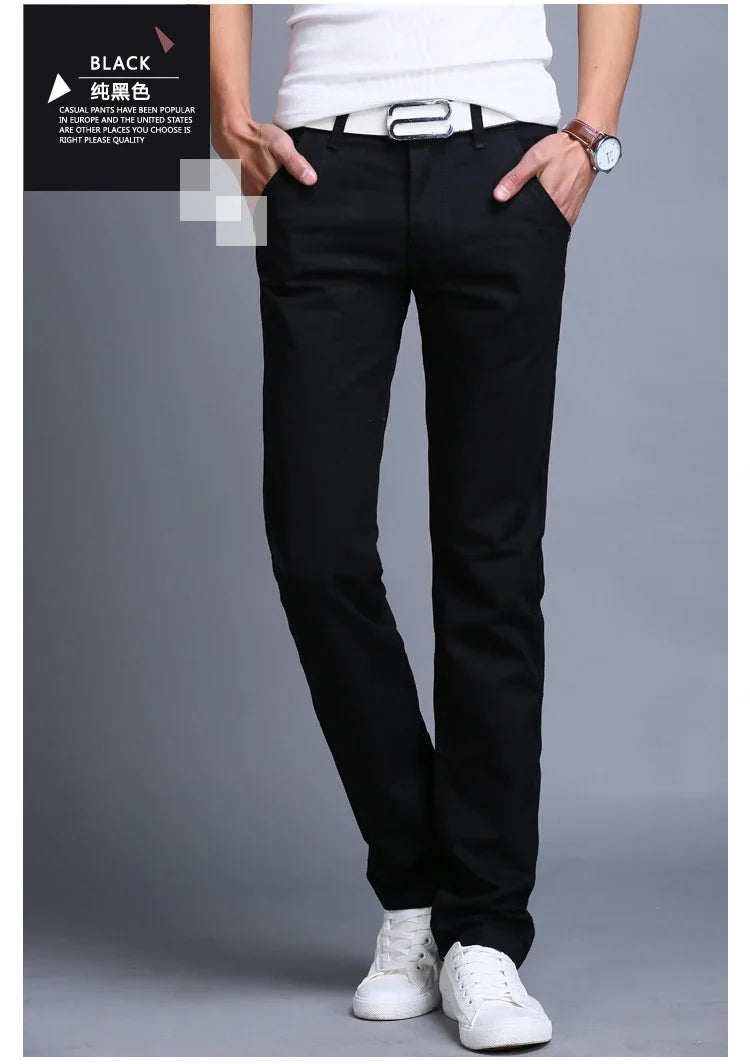 New Spring Casual Pants - Men's Straight Fit Stretch Chino Trousers