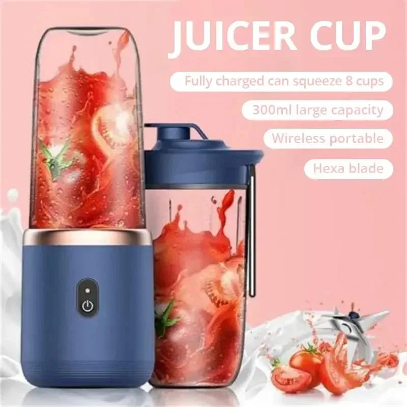 Portable Electric Juicer – Stainless Steel Blade Smoothie Blender Cup