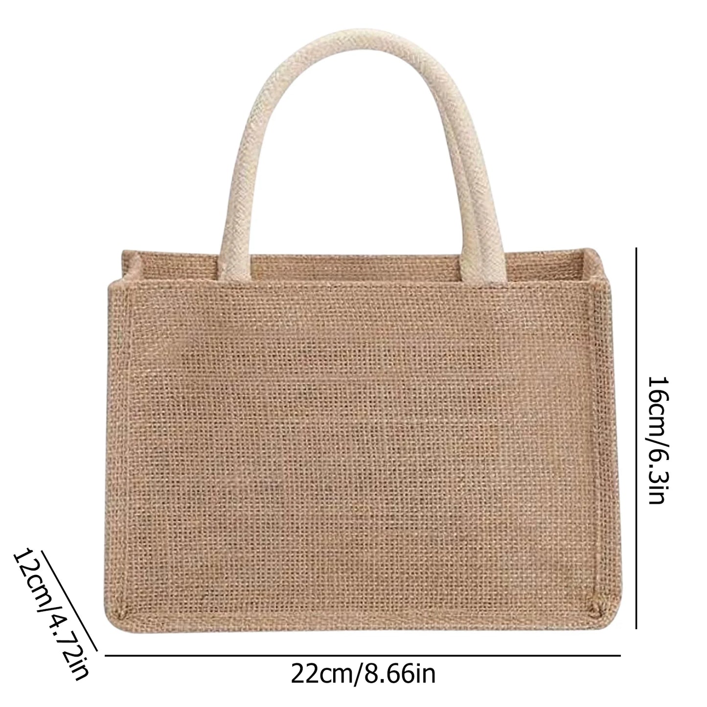 Fashion Burlap Tote Bag - Vintage Jute Beach Shopping Handbag