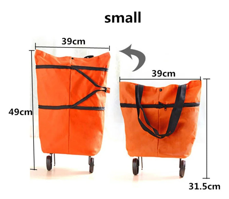 Portable Grocery Tug Bag with Wheels & PVC Tote