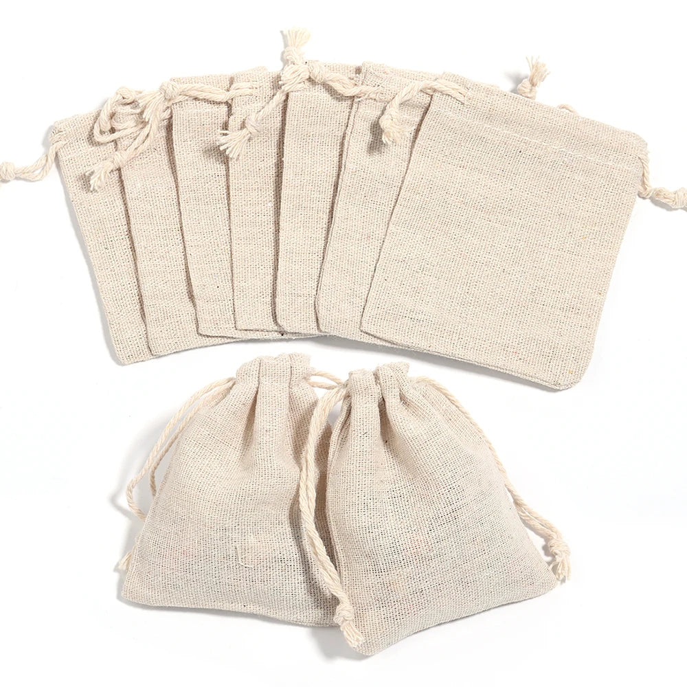 Jute Gift Pouches - Small Drawstring Sachet Bags for Jewelry & Gifts