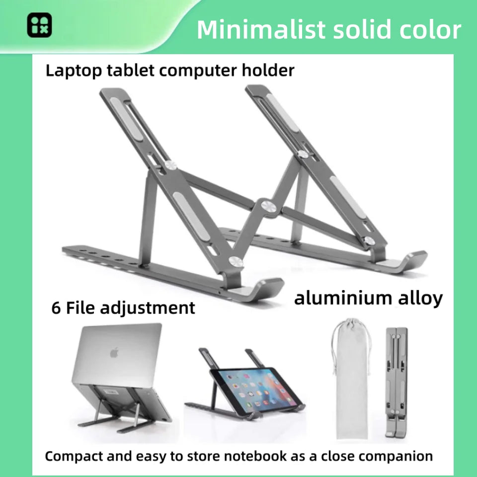 Foldable Aluminum Alloy Laptop Stand - Adjustable Height for iPad