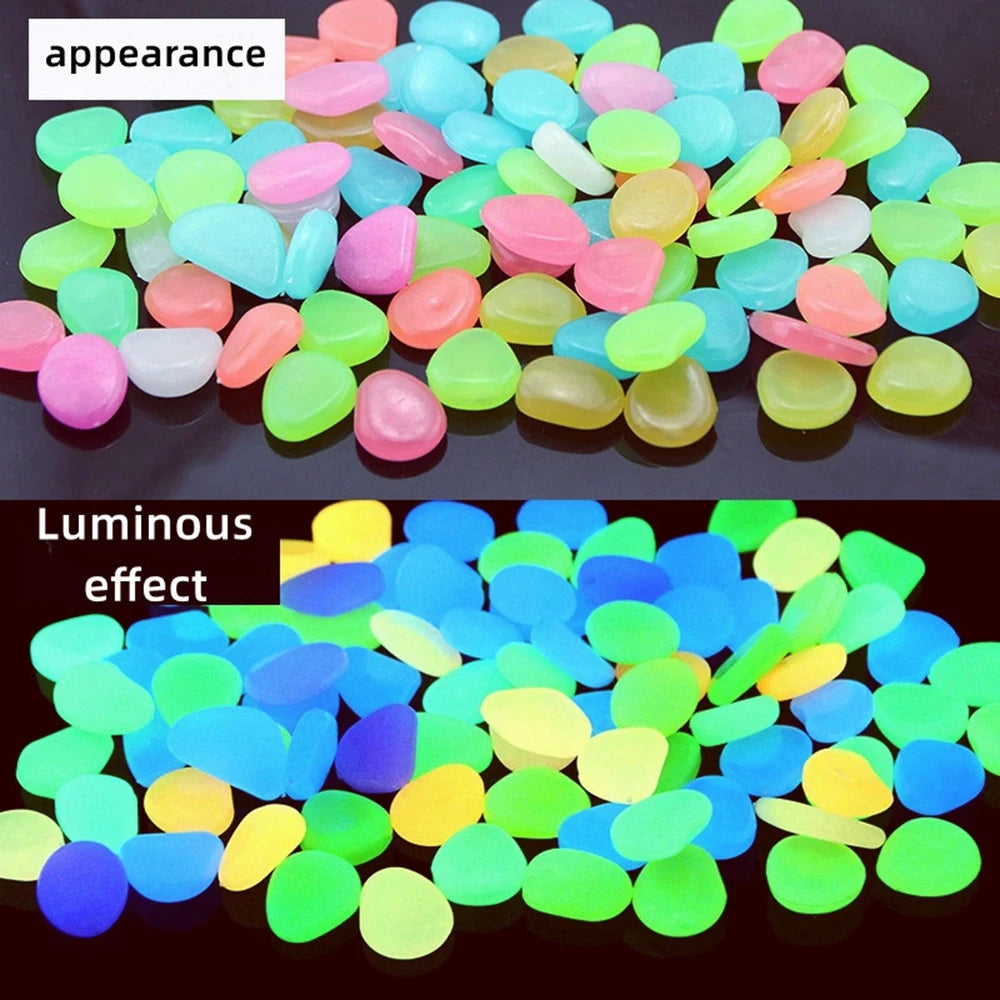 Pebbles Shining in the Dark, Luminous Resin Stones for Garden & Aquarium